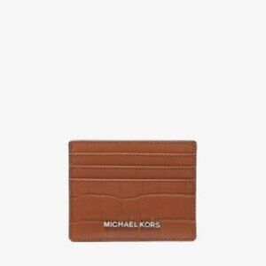 Michael Kors Hudson Crocodile Embossed Leather Tall Card Case